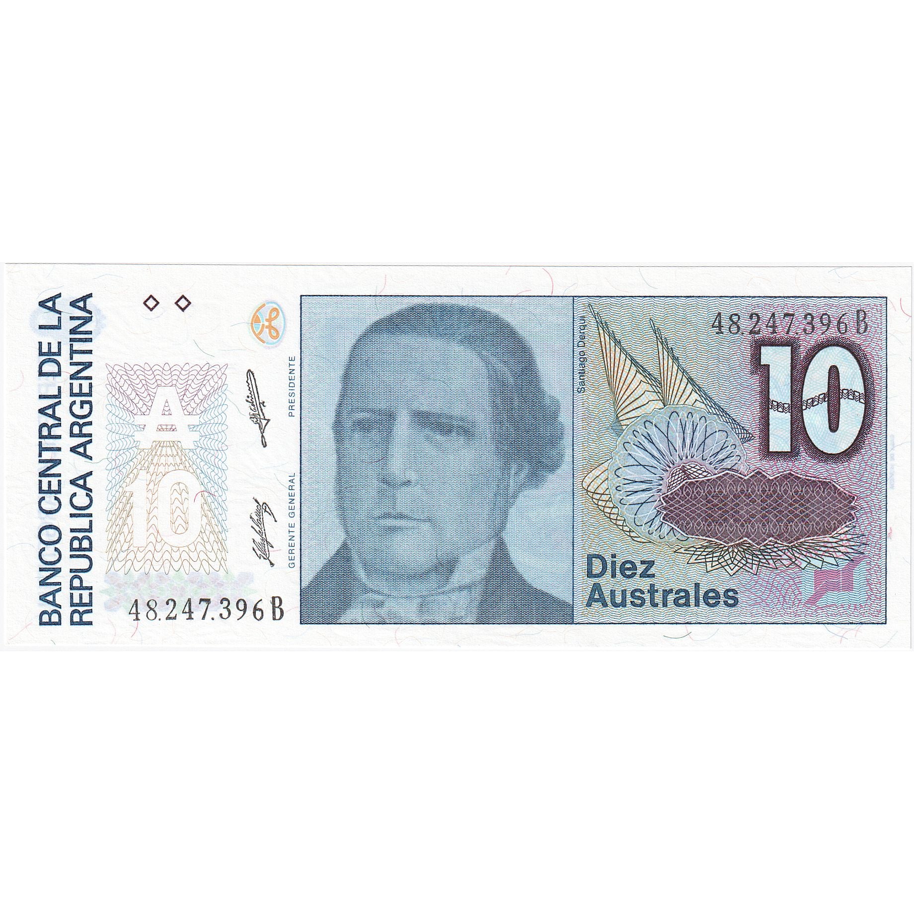 Billet, Argentine, 10 Australes, Undated (1986-89), KM:325b, NEUF