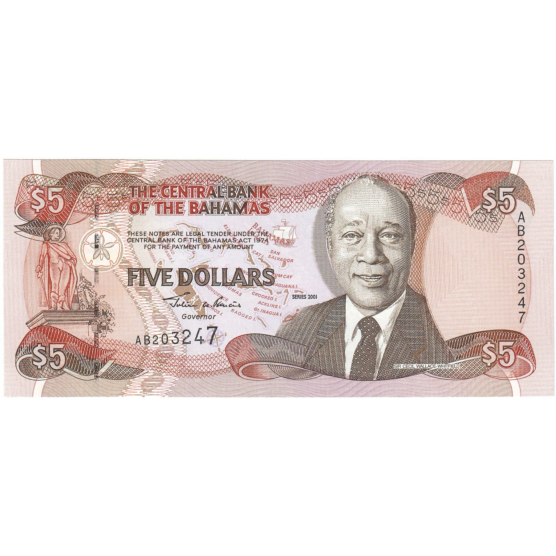 Bahamas, 5 Dollars, 2001, KM:63b, NEUF