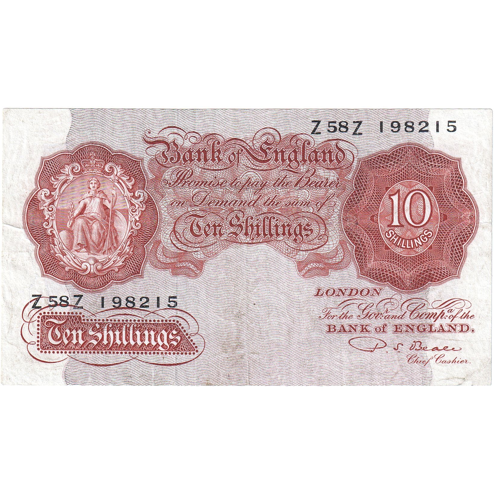 Great Britain, 10 Shillings, Undated (1948-60), KM:368a, EF(40-45)
