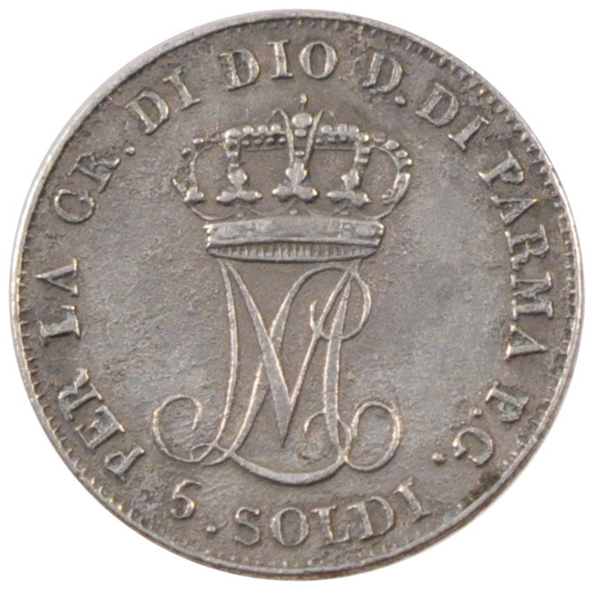ITALIAN STATES, 5 Soldi, 1815, KM #26, EF(40-45), Silver, 1.15