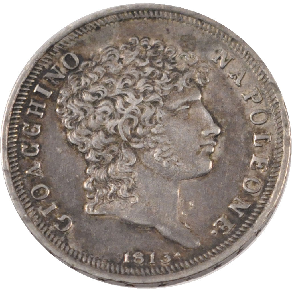 Coin, ITALIAN STATES, NAPLES, Joachim Murat, Lira, 1813, AU(50-53), Silver