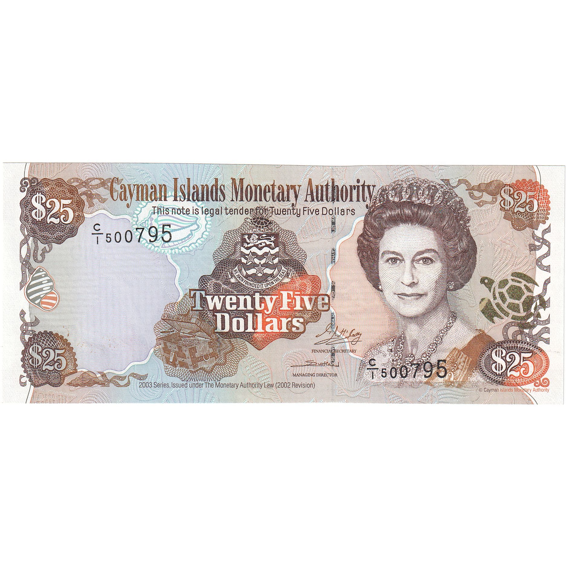 Kajmany, 25 Dollars, 2003, UNC(65-70)