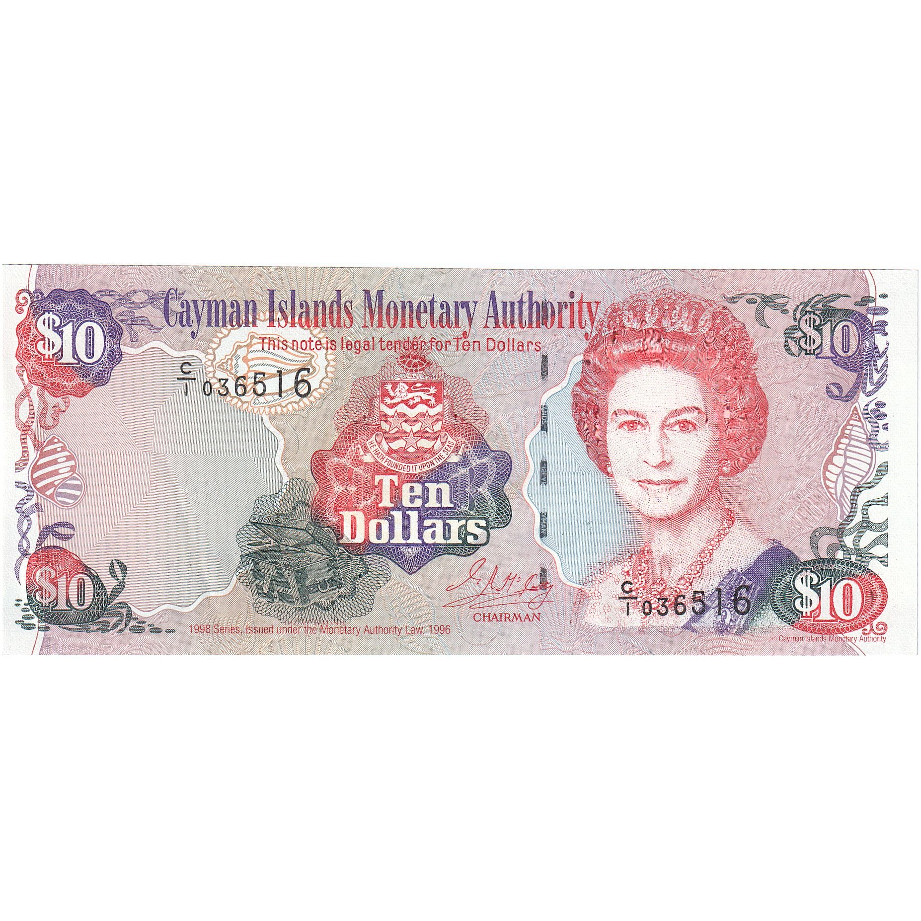 Kajmany, 10 Dollars, 1996, KM:35a, UNC(65-70)