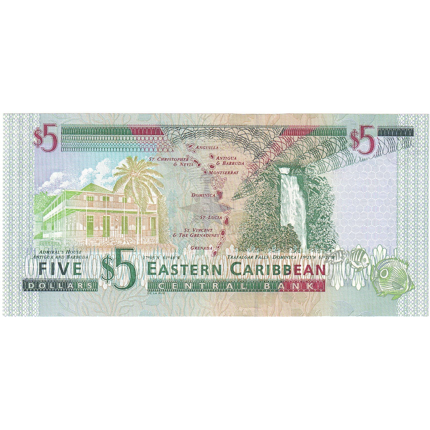 Państwa Wschodnich Karaibów, 5 Dollars, KM:37d1, UNC(65-70)