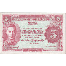 MALAYA, 5 Cents, 1941, 1941-07-01, KM:7a, AU(55-58)