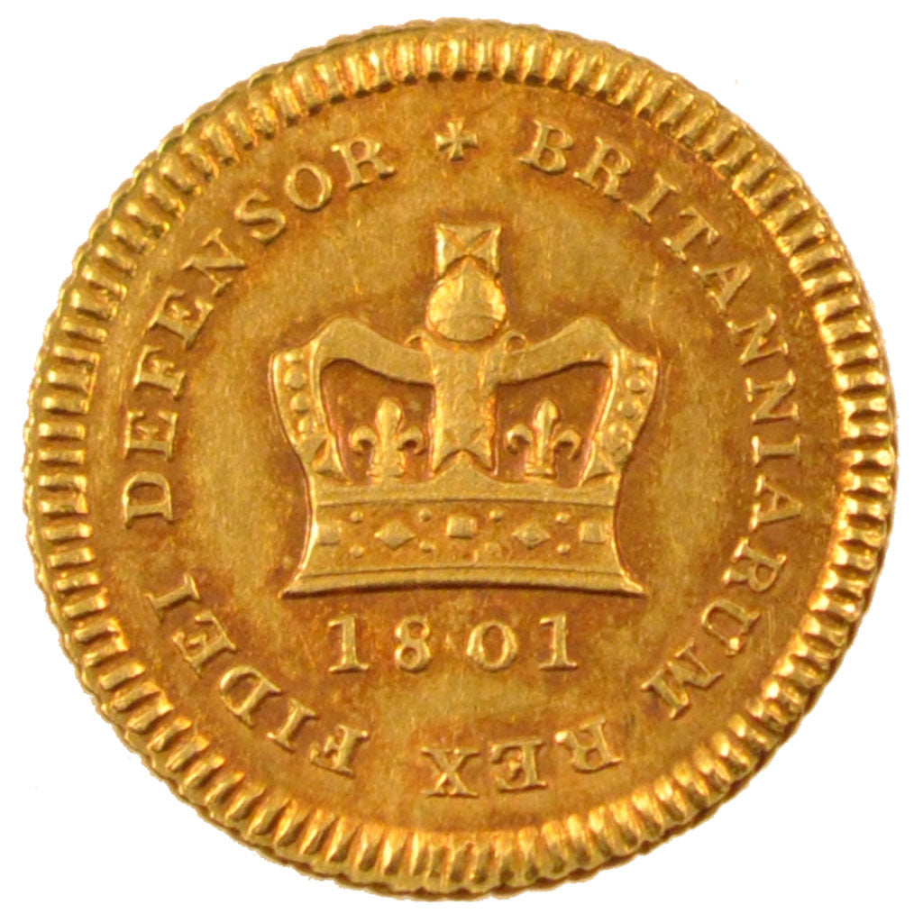 Great Britain, George III, 1/3 Guinea, 1801, Gold, KM:648, PCGS AU55