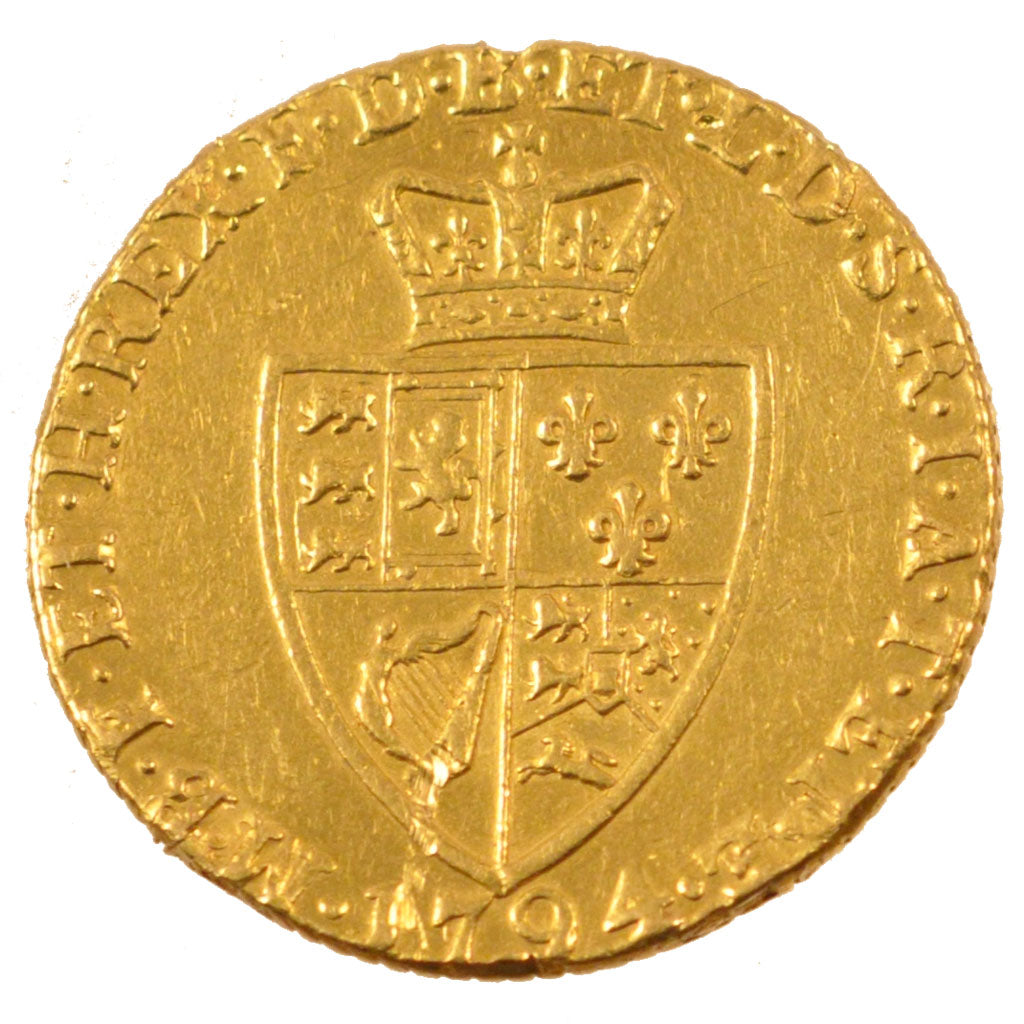 GREAT BRITAIN, Guinea, 1794, KM #609, EF(40-45), Gold, 8.33