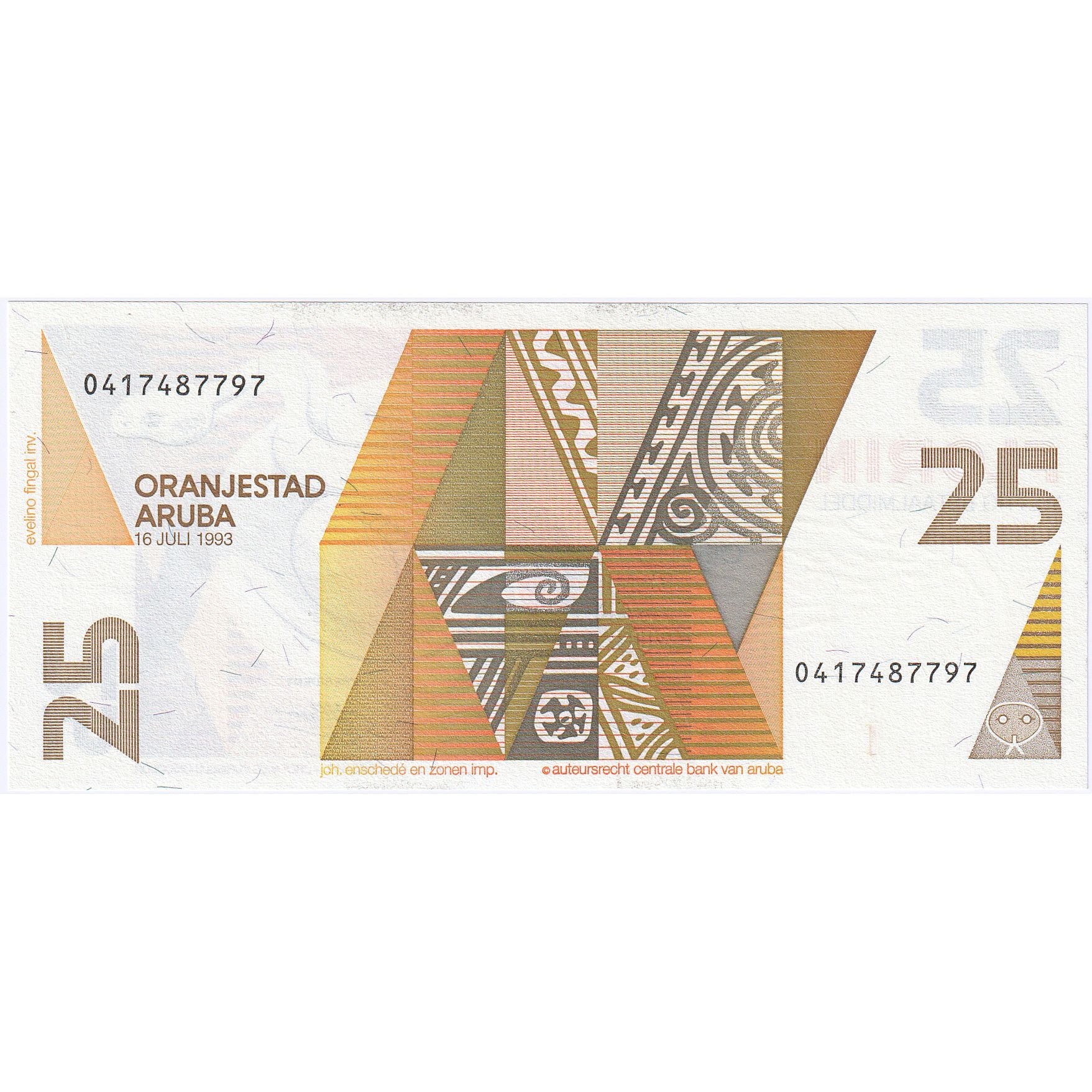 Aruba, 25 Florin, 1993, 1993-07-16, KM:8, UNC(65-70)