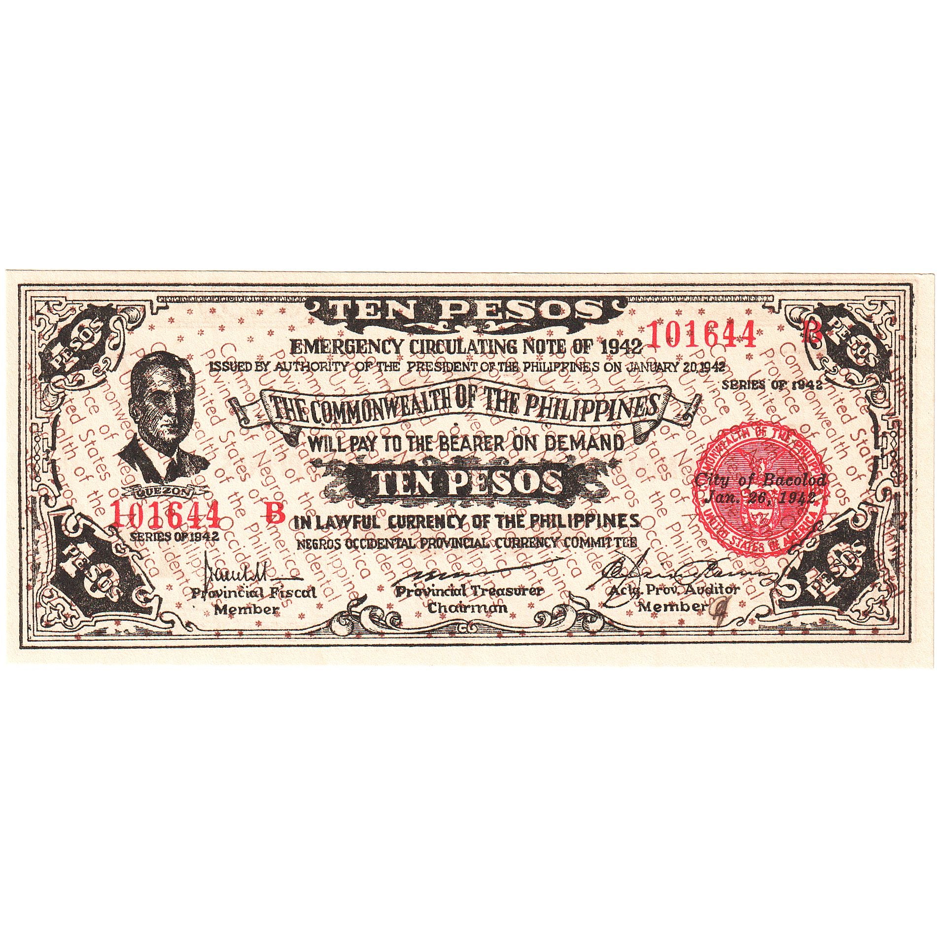 Philippines, 10 Pesos, 1942, KM:S649a, Undated, UNC(63)