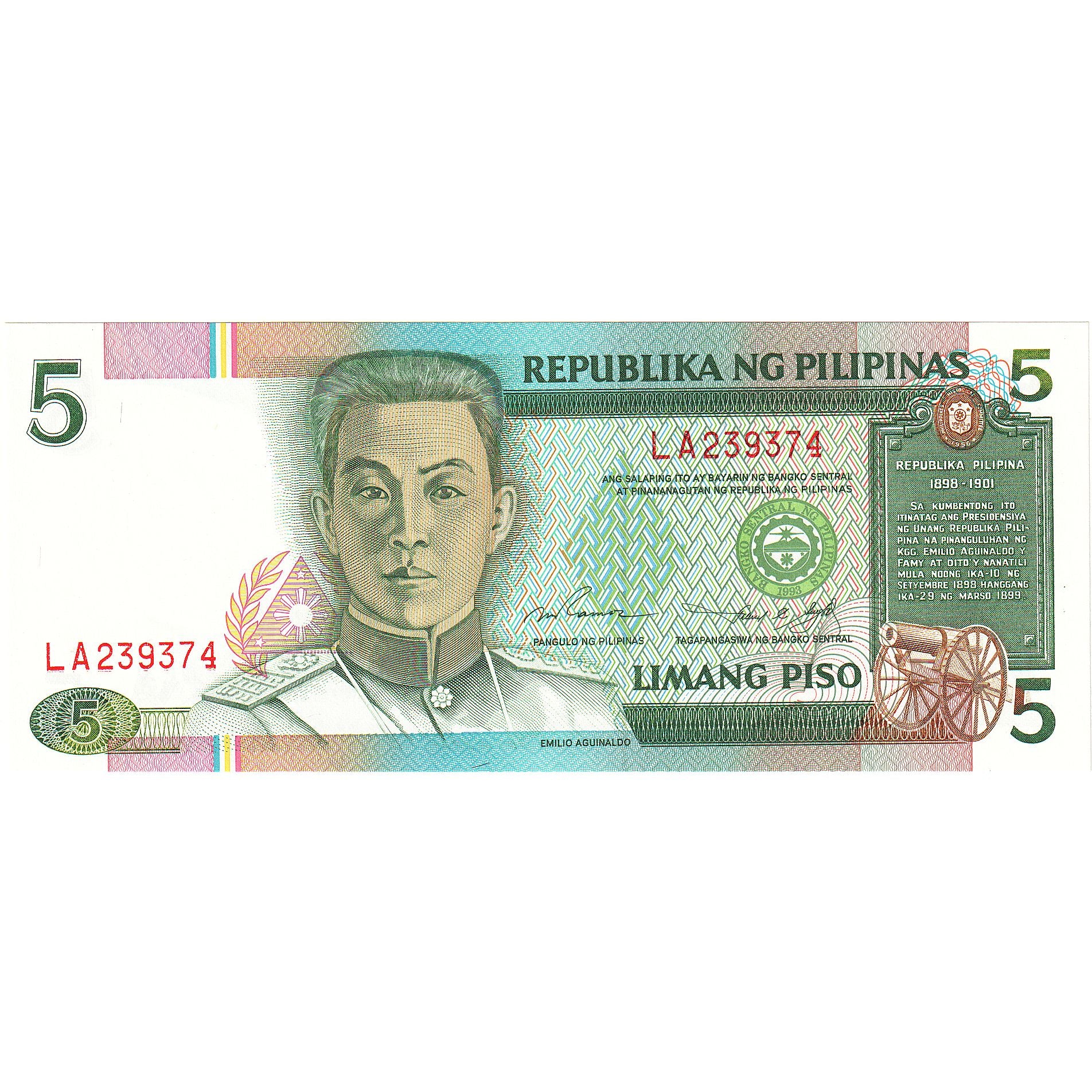 Philippines, 5 Piso, KM:176a, UNC(65-70)