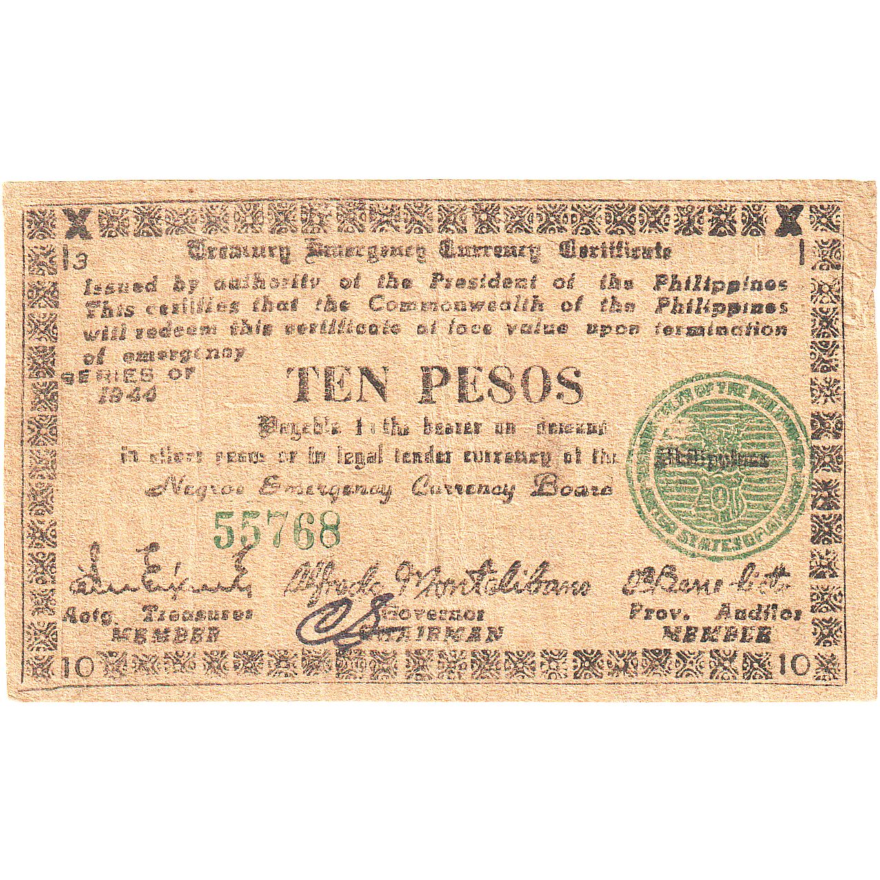 Banknote, Philippines, 10 Pesos, 1944, KM:S676a, EF(40-45)