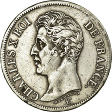 France, Charles X, 5 Francs, 1826, Strasbourg, Argent, TTB+, Gadoury:643