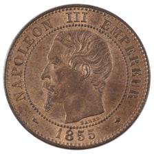 FRANCE, Napoléon III, 2 Centimes, 1855, Strasbourg, KM #776.3, graded, PCGS, M..
