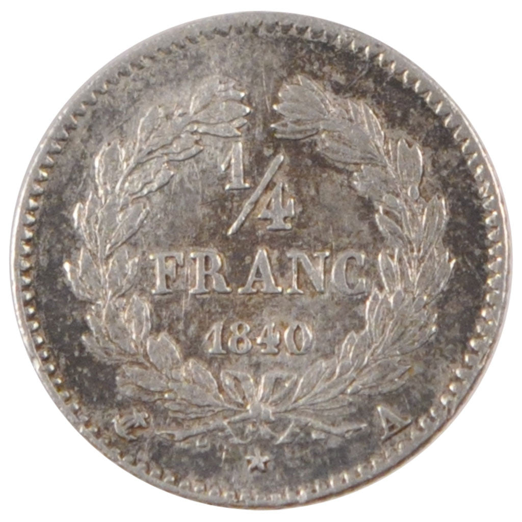 Coin, France, Louis-Philippe, 1/4 Franc, 1840, Paris, AU(50-53), Silver
