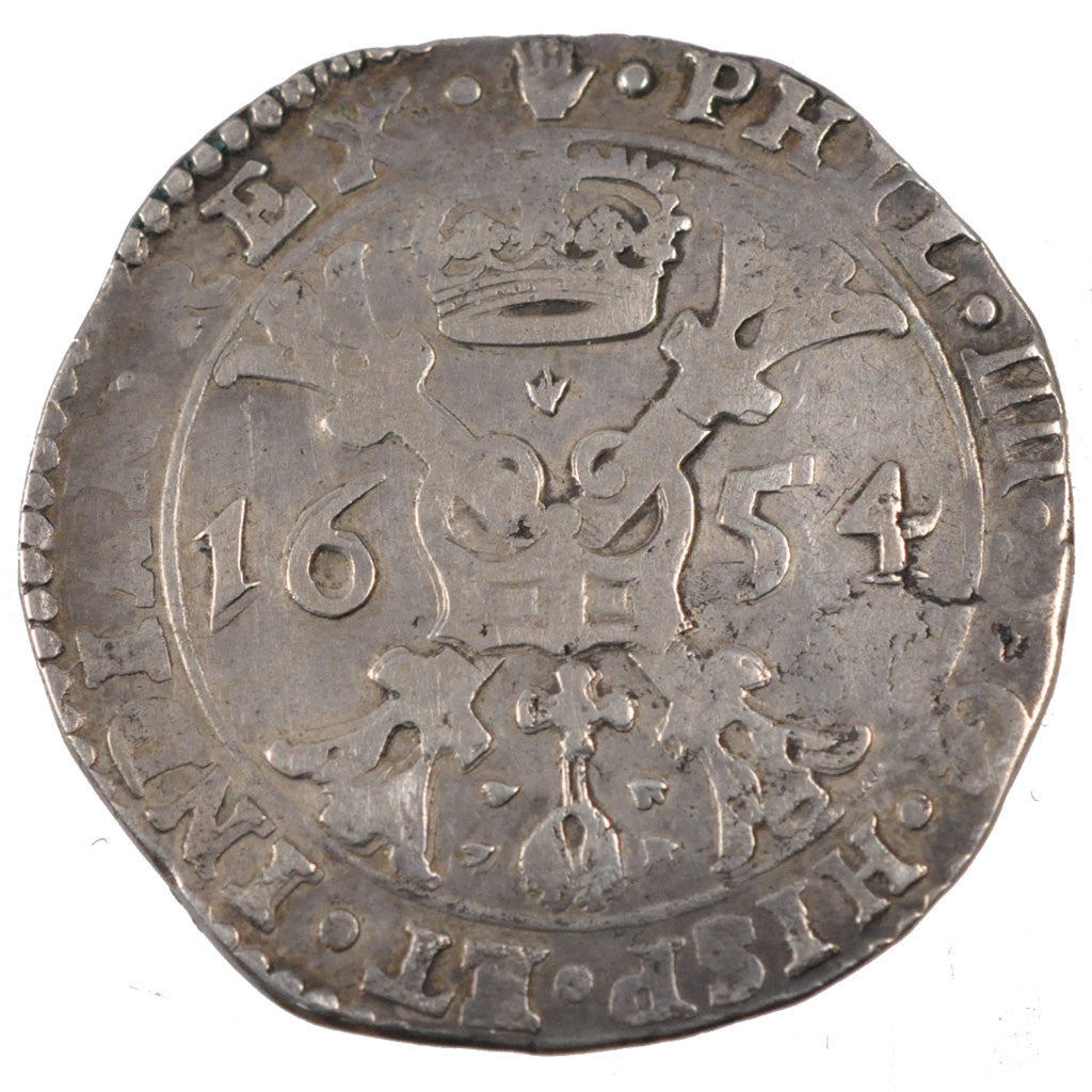 Coin, Spanish Netherlands, BRABANT, Patagon, 1654, Antwerp, EF(40-45), Silver