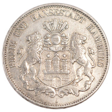 Germany, 5 Mark, 1908, Hambourg, KM #293, EF(40-45), Silver, 27.60