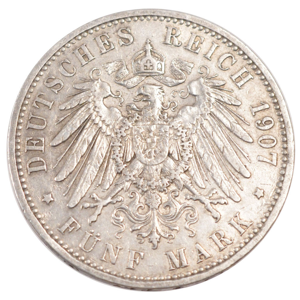 Coin, German States, PRUSSIA, Wilhelm II, 5 Mark, 1907, Berlin, EF(40-45)