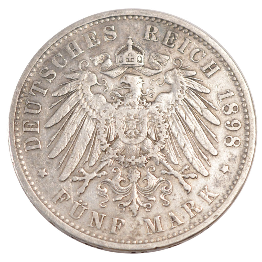 GERMAN STATES, 5 Mark, 1898, Berlin, KM #523, EF(40-45), Silver, 38, 27.50