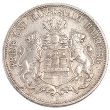 GERMAN STATES, 5 Mark, 1898, Hamburg, KM #610, EF(40-45), Silver, 38, 27.60