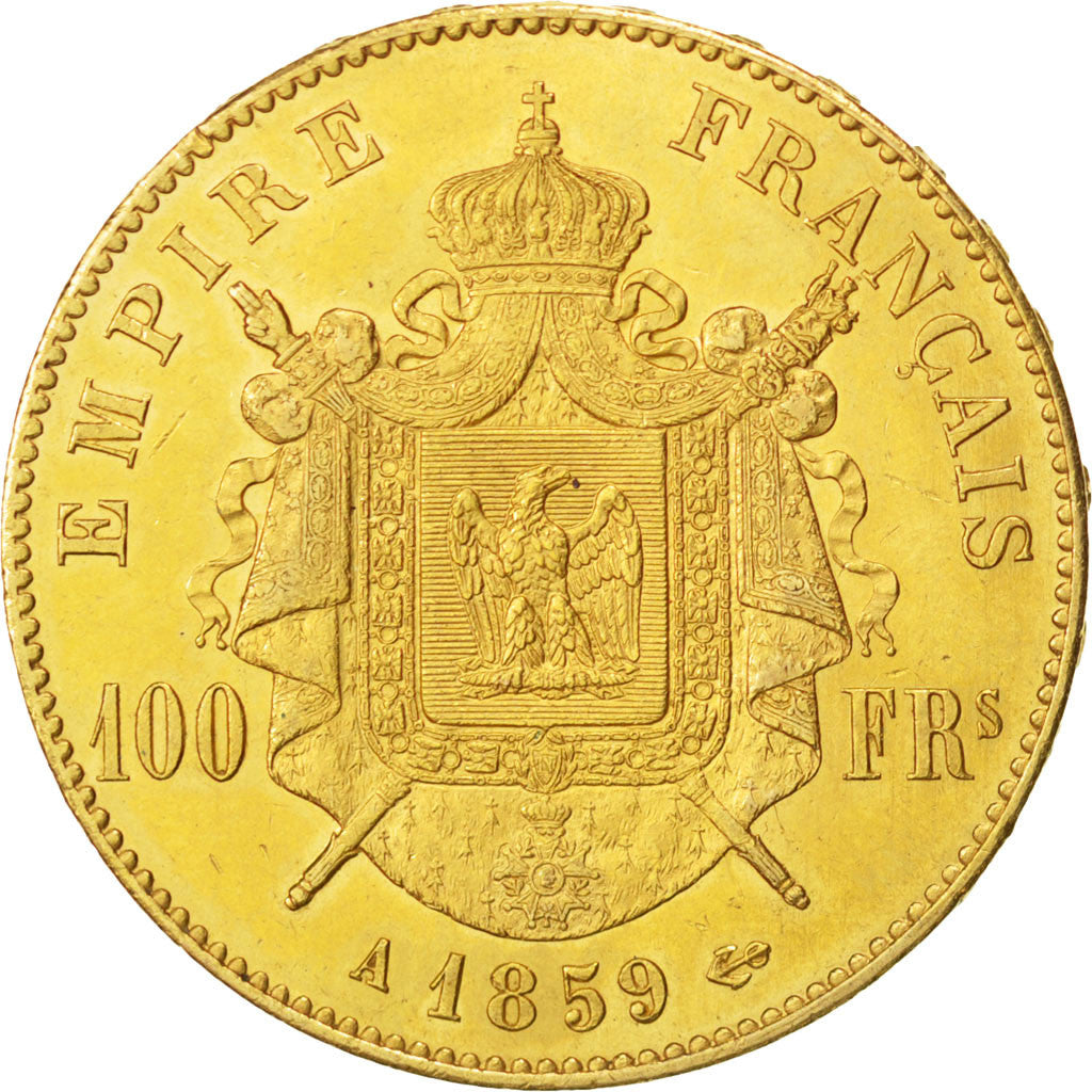 Coin, France, Napoleon III, 100 Francs, 1859, Paris, AU(55-58)