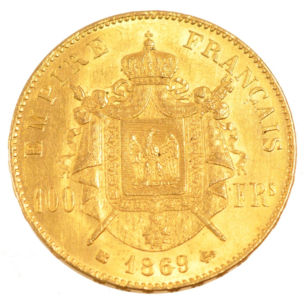 FRANCE, Napoléon III, 100 Francs, 1869, Strasbourg, KM #802.2, MS(60-62), Gold,