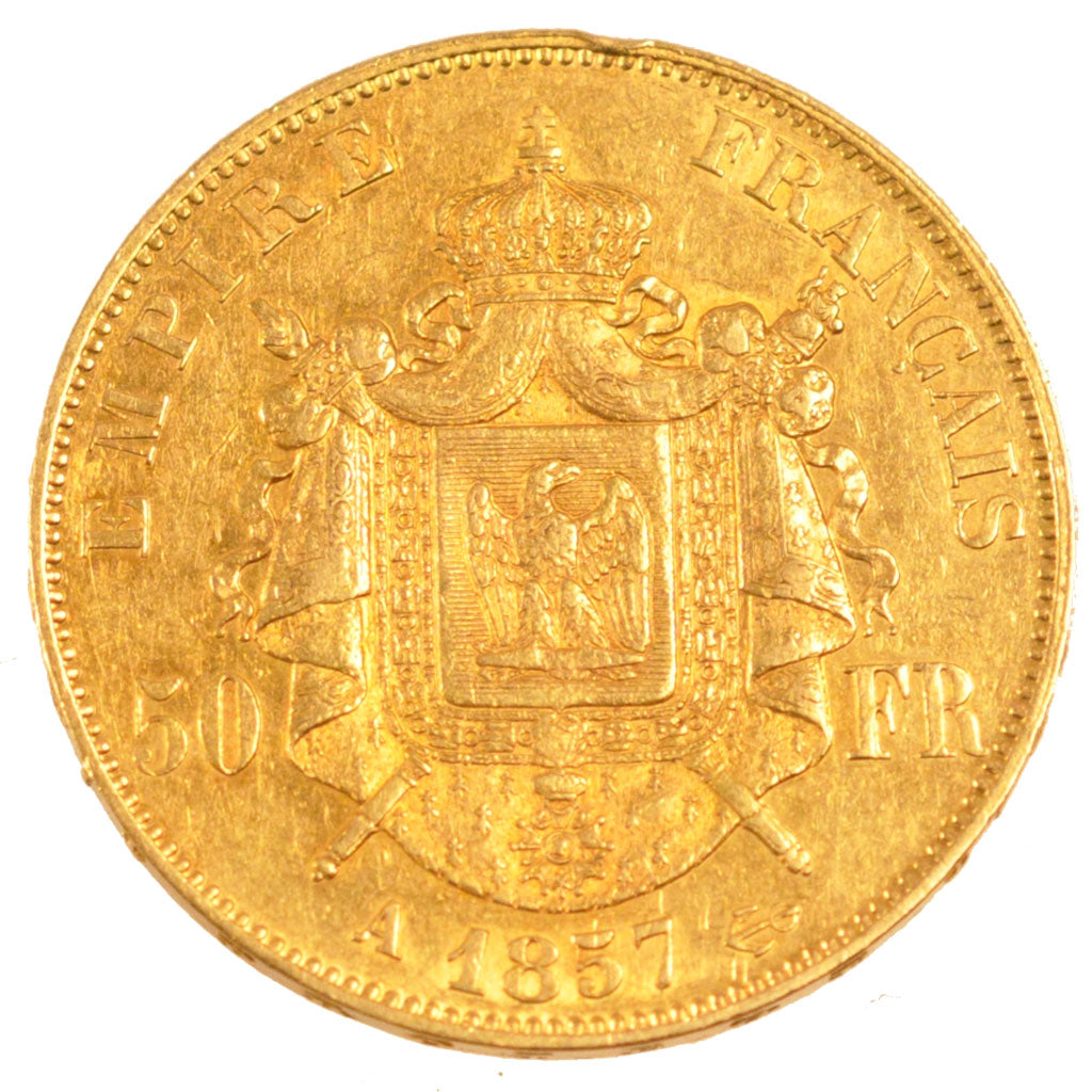 FRANCE, Napoléon III, 50 Francs, 1857, Paris, KM #785.1, EF(40-45), Gold, Gadour