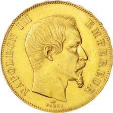 FRANCE, Napoléon III, 50 Francs, 1857, Paris, KM #785.1, AU(55-58), Gold, Gadour