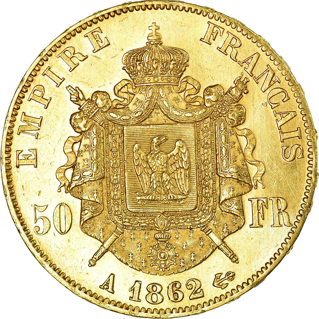 Coin, France, Napoleon III, Napoléon III, 50 Francs, 1862, Paris, AU(55-58)