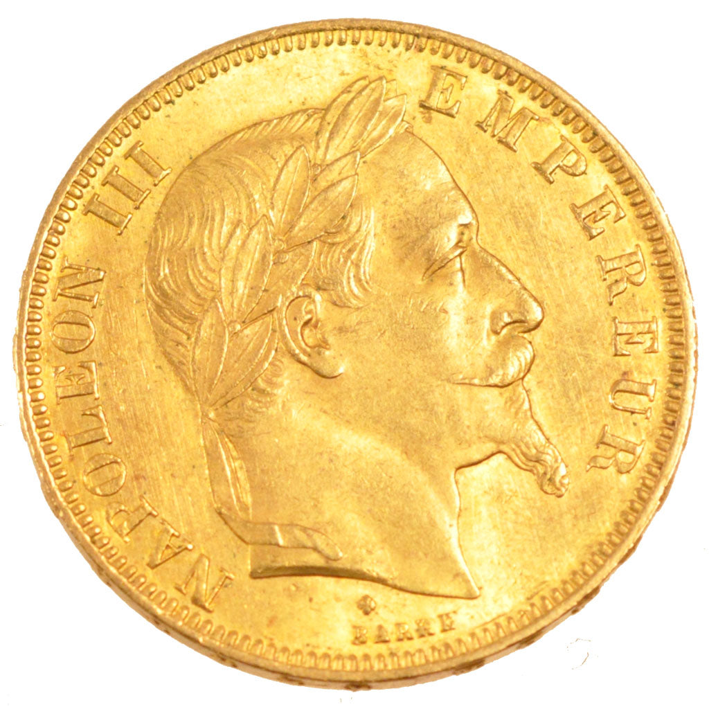 FRANCE, Napoléon III, 50 Francs, 1867, Strasbourg, KM #804.2, AU(55-58), Gold, G