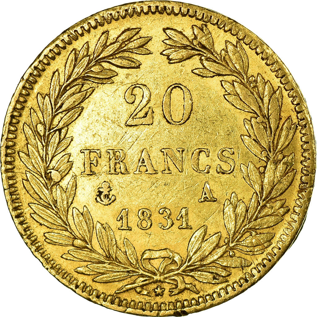 Coin, France, Louis-Philippe, 20 Francs, 1831, Paris, AU(50-53), Gold