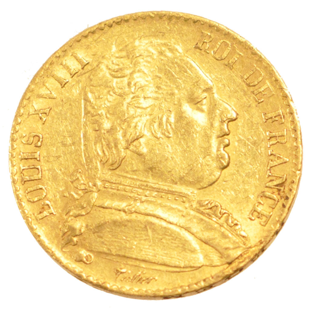FRANCE, Louis XVIII, 20 Francs, 1815, Bordeaux, KM #706.3, AU(55-58), Gold,...