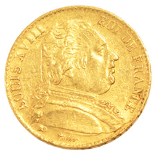 FRANCE, Louis XVIII, 20 Francs, 1815, Bordeaux, KM #706.3, AU(55-58), Gold,...