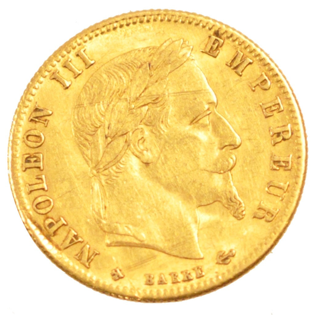FRANCE, Napoléon III, 5 Francs, 1863, Strasbourg, KM #803.2, AU(50-53), Gold, G.