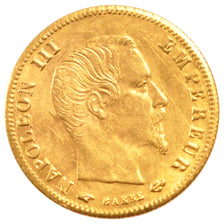 FRANCE, 5 Francs, 1859, Paris, AU(55-58), Gold, Gadoury #1001, 1.55