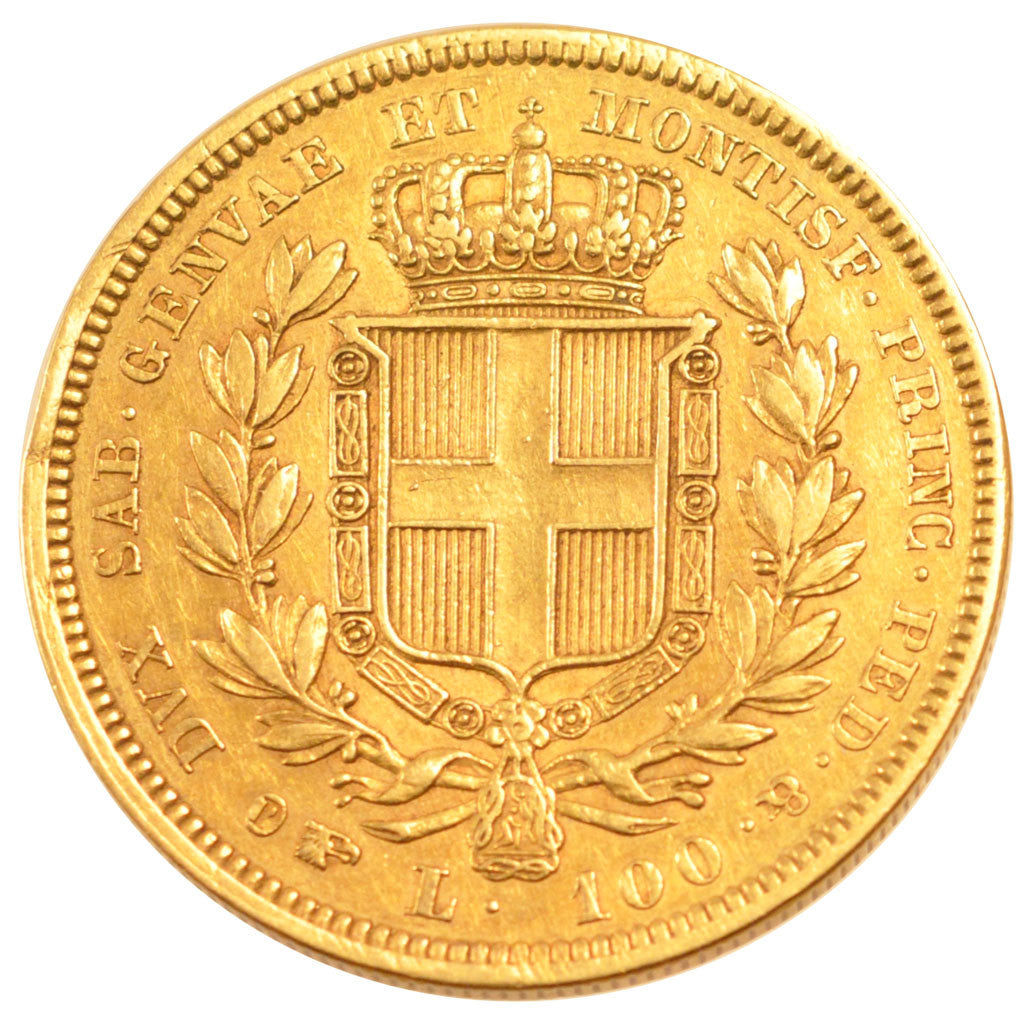 Coin, ITALIAN STATES, SARDINIA, Carlo Alberto, 100 Lire, 1834, EF(40-45), Gold
