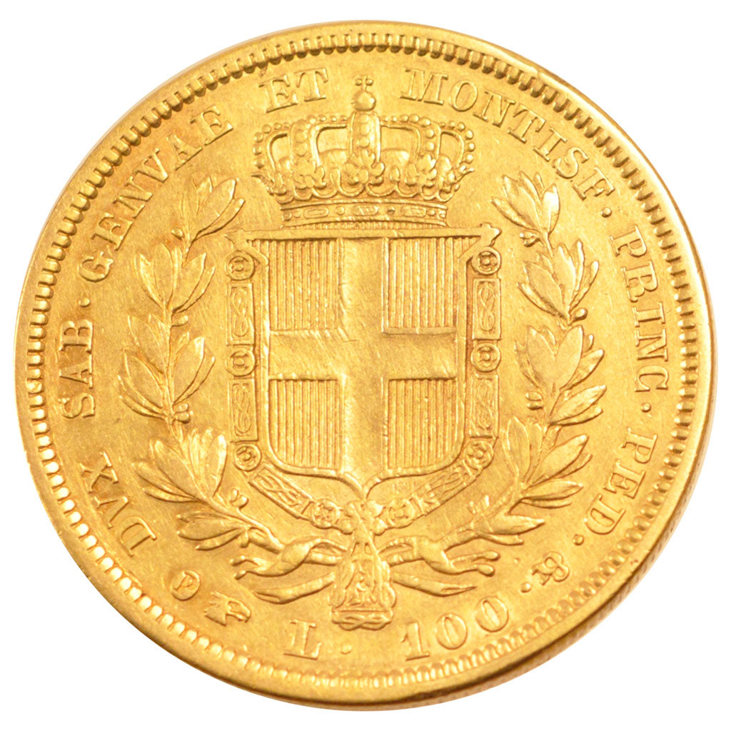 ITALIAN STATES, 100 Lire, 1834, Torino, KM #133.1, EF(40-45), Gold, 34, 32.08