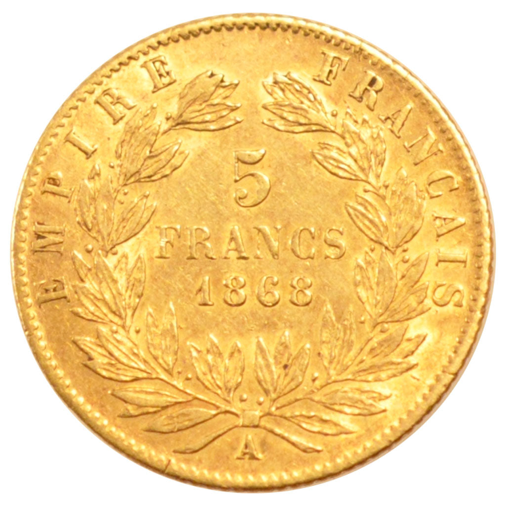 Second Empire, 5 Francs or Napoléon III tête laurée