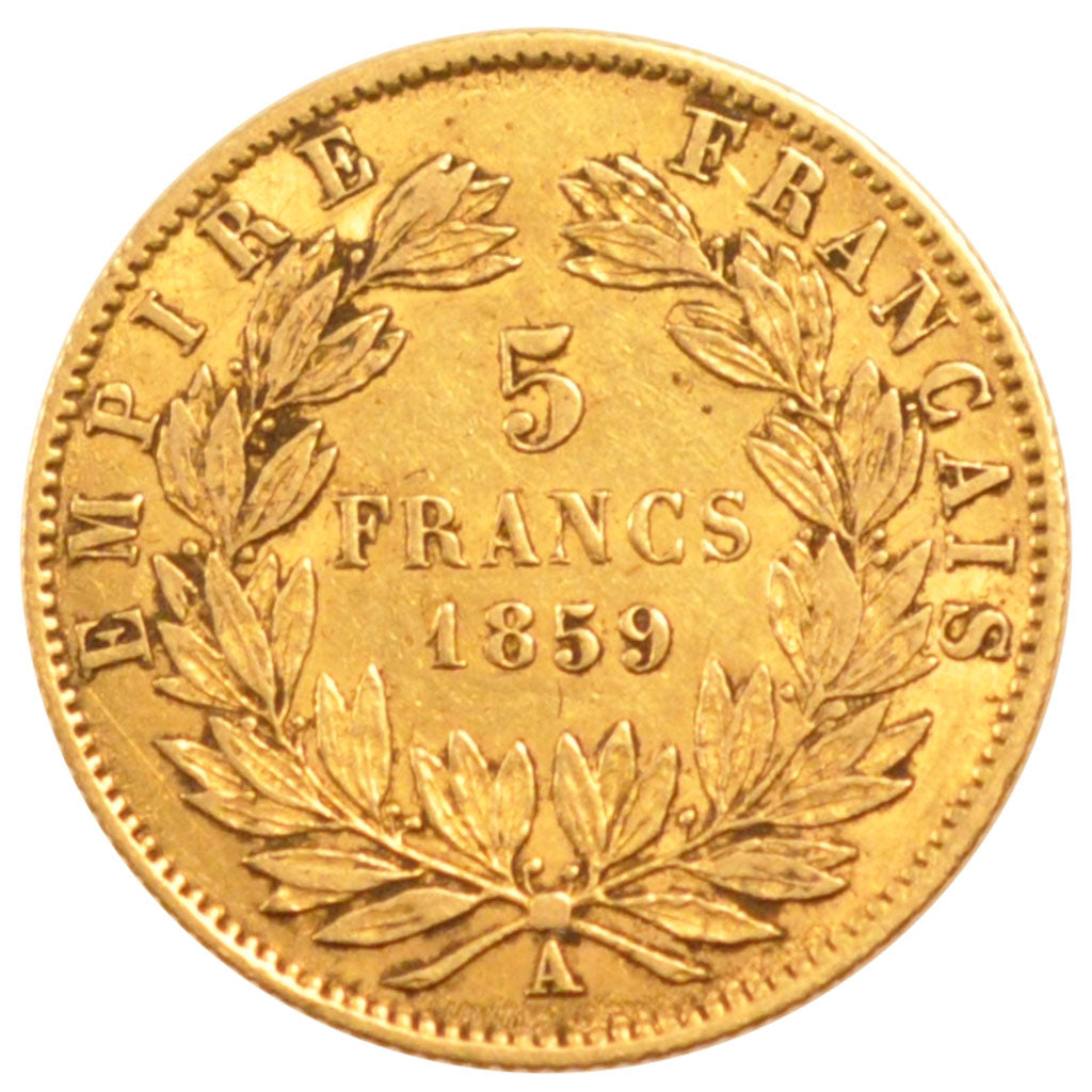 Francia, 5 Francs, 1859, Paris, BB, Oro, Gadoury:1001