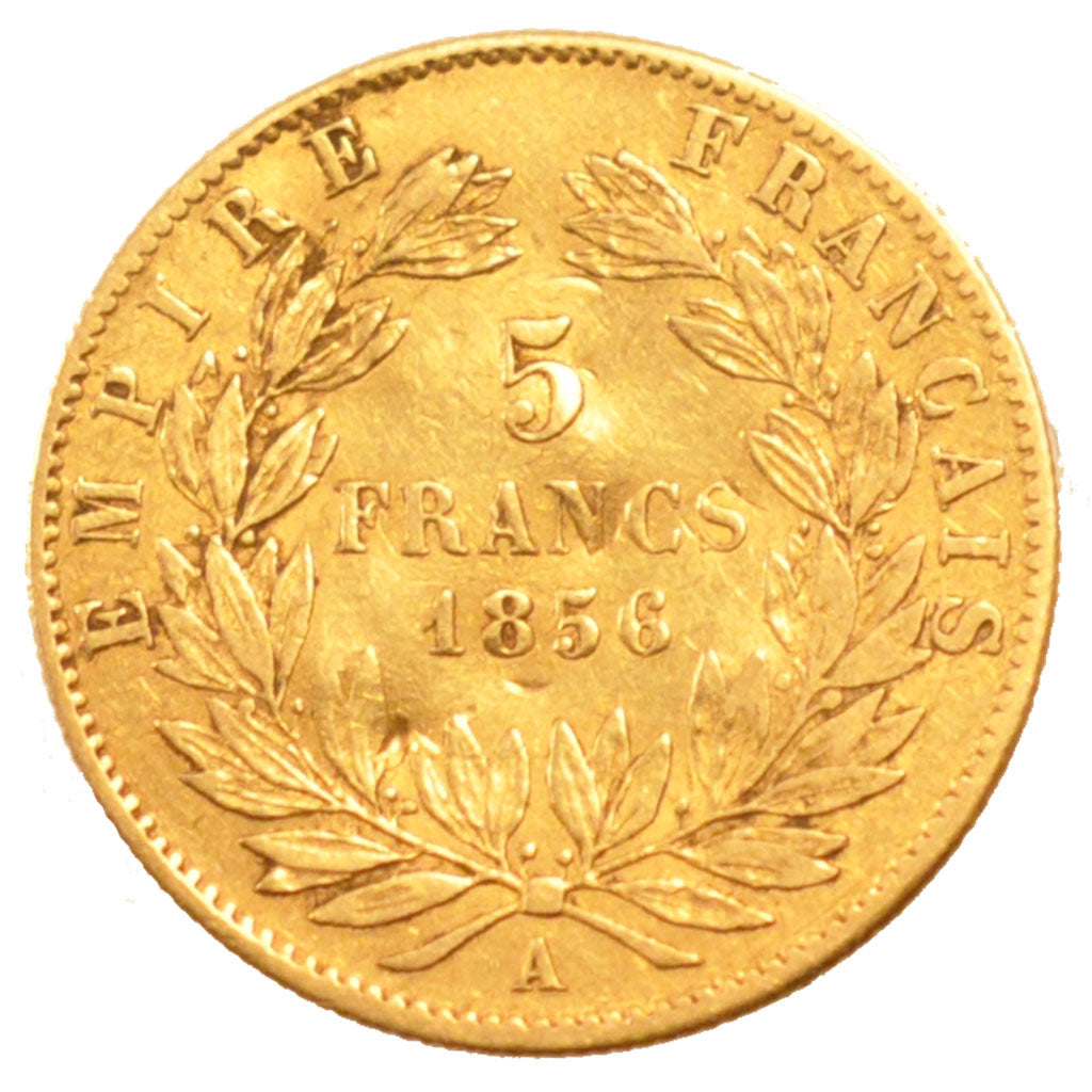 FRANCE, 5 Francs, 1856, Paris, VF(20-25), Gold, Gadoury #1001, 1.58