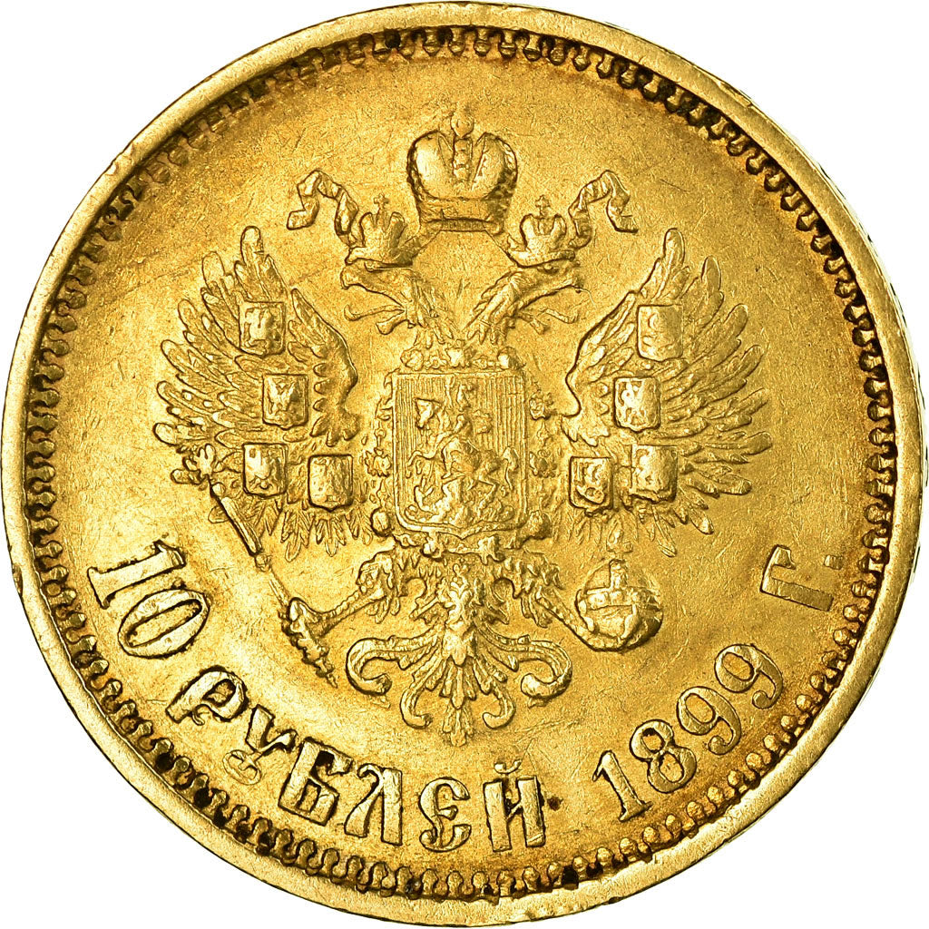 Munten, Rusland, Nicholas II, 10 Roubles, 1899, St. Petersburg, ZF, Goud, KM:64