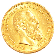 GERMAN STATES, 20 Mark, 1888, Berlin, KM #515, AU(55-58), Gold, 7.95
