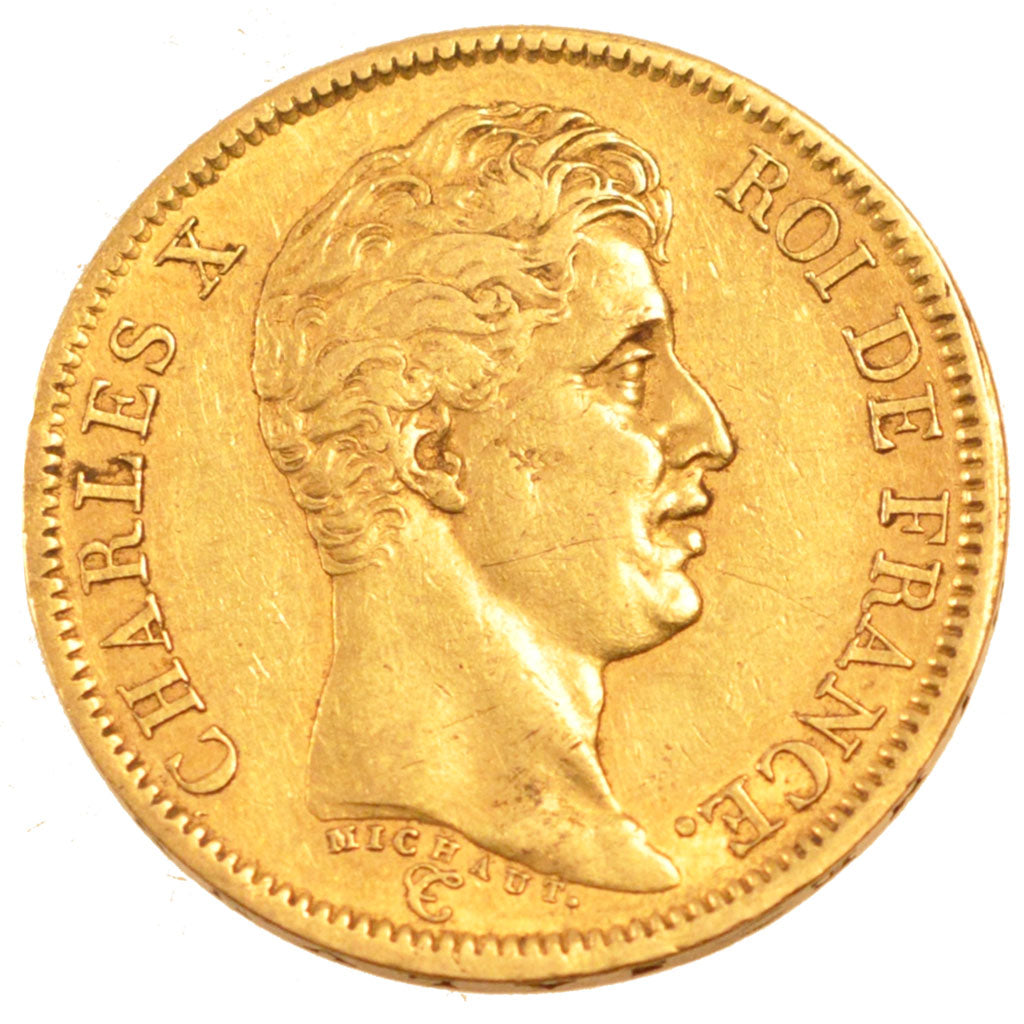 FRANCE, Charles X, 40 Francs, 1824, Paris, KM #721.1, EF(40-45), Gold, Gadoury..