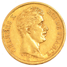 FRANCE, Charles X, 40 Francs, 1824, Paris, KM #721.1, EF(40-45), Gold, Gadoury..