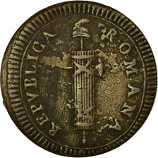 Coin, ITALIAN STATES, ROMAN REPUBLIC, 2 Baiocchi, 1799, EF(40-45), Copper