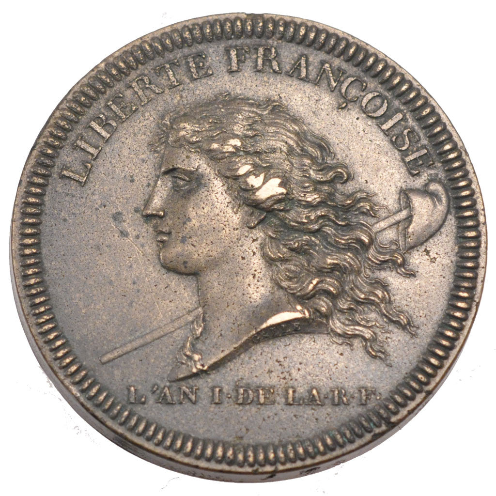 FRANCE, Essai, 1792, Lyons, AU(50-53), Bronze, Brandon #190b, 40.00