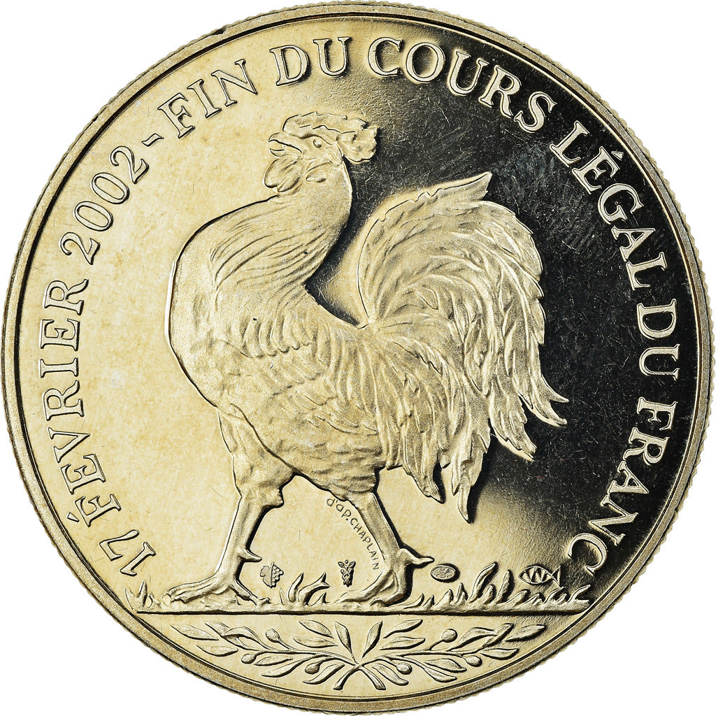 France, Medal, Coq, Fin du Cours Légal du Franc, Politics, Society, War, 2001
