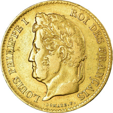 Moneda, Francia, Louis-Philippe, 40 Francs, 1834, Paris, MBC, Oro, Gadoury:1106