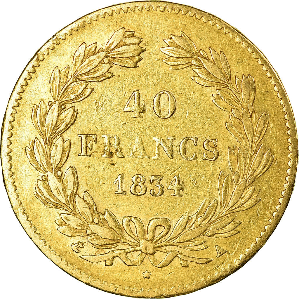 Coin, France, Louis-Philippe, 40 Francs, 1834, Paris, EF(40-45), Gold