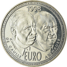 Francia, medaglia, 10 Euro, De Gaulle-Adenauer, Politics, Society, War, 1998