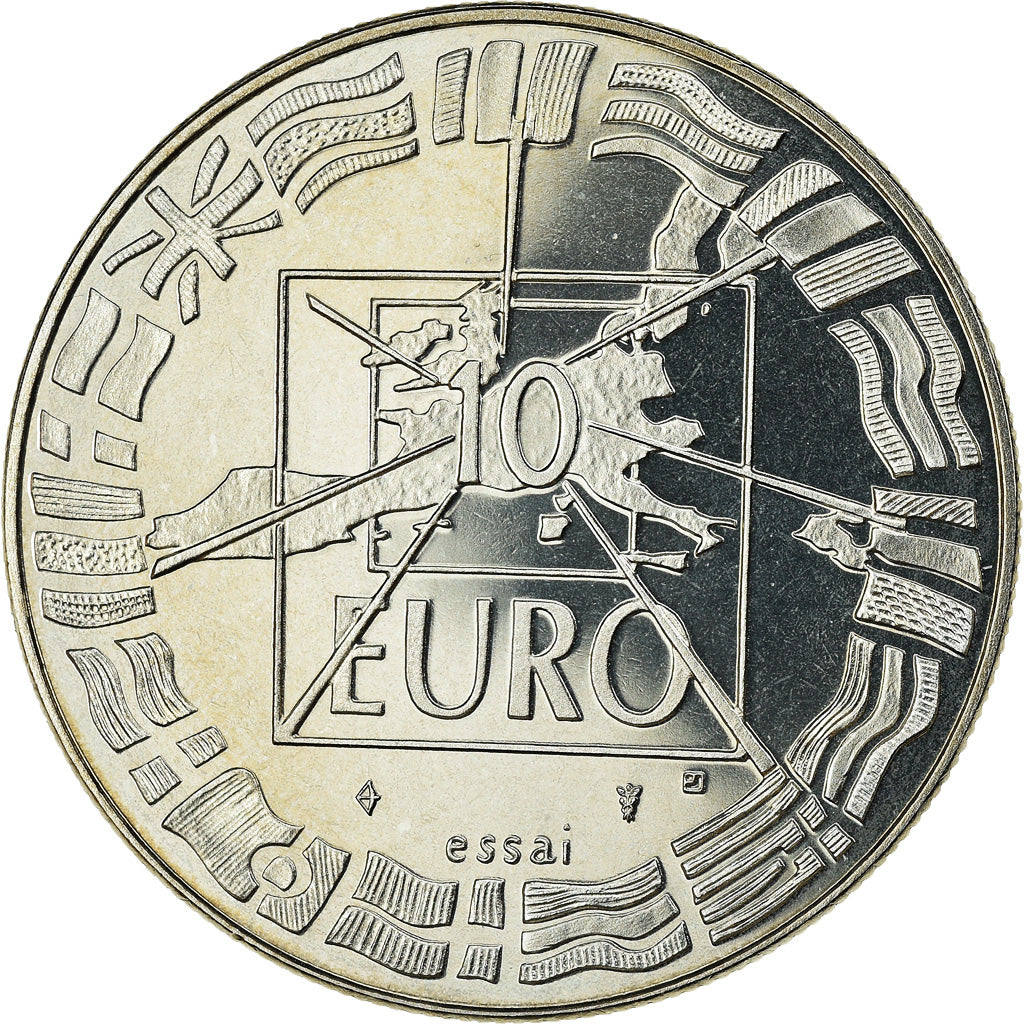 Francia, medaglia, 10 Euro, De Gaulle-Adenauer, Politics, Society, War, 1998